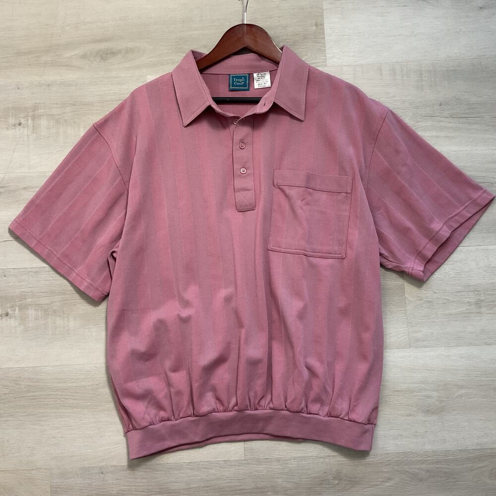 TropiCool Vintage Style Mens Retro Polo Mauve Pink XLG 3161201
